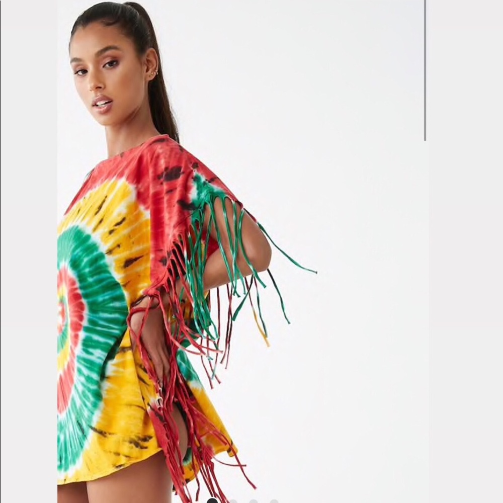 Tie dye kaftan swim cover up
